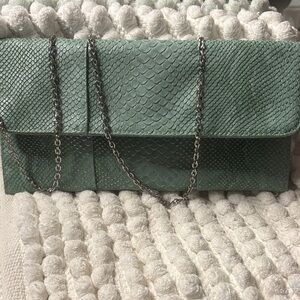 Green Textured Clutch Bag